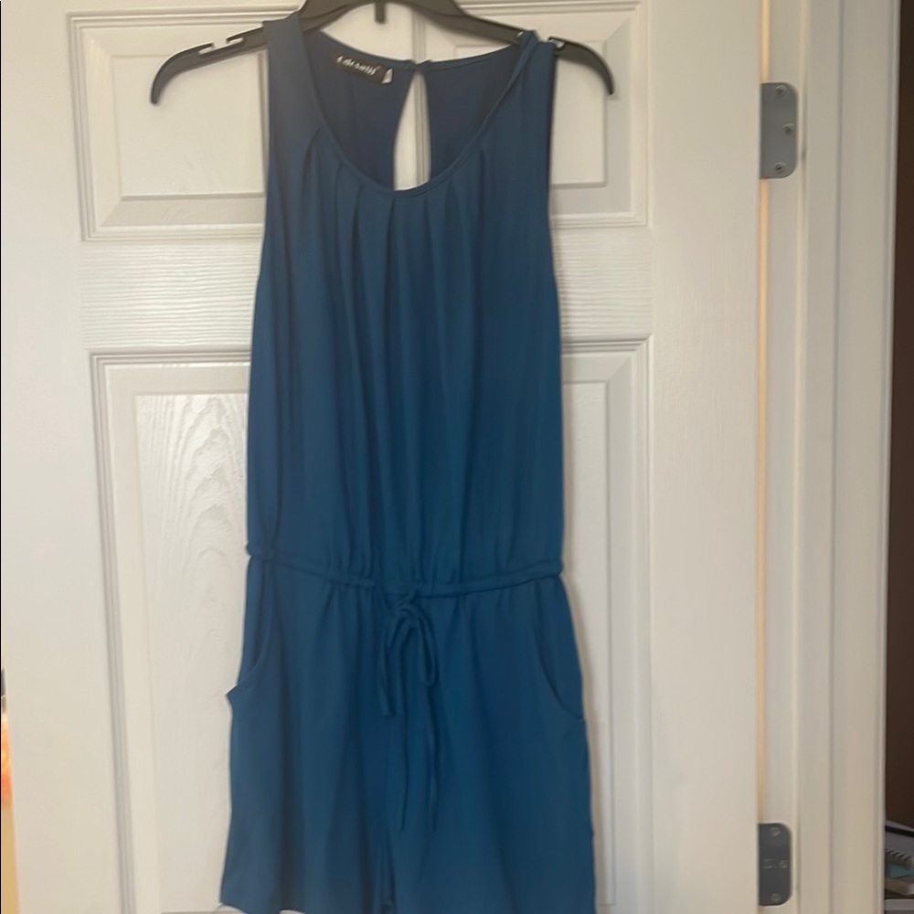 Blue Sleeveless Romper